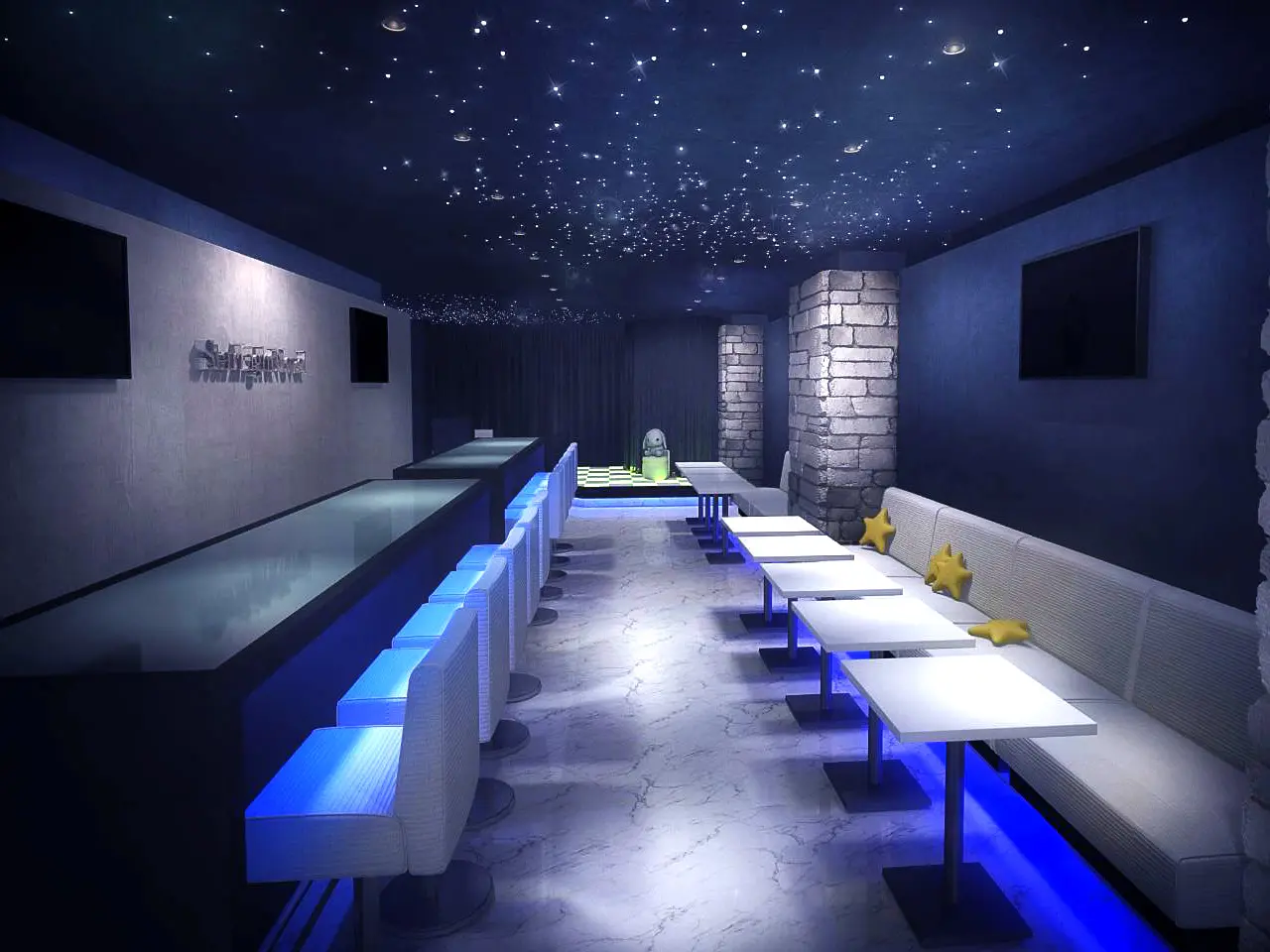 スターライトノベルの星空が輝く店内